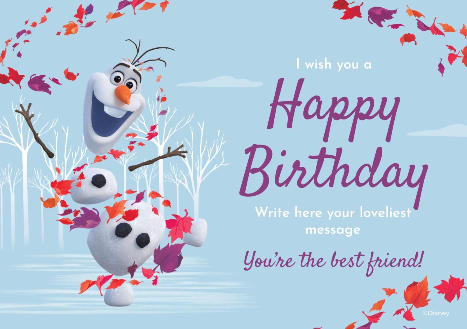 Olaf Frozen Happy Birthday Card presentation template 