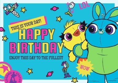 Modelo de apresentação Cartão de aniversário Toy Story 4