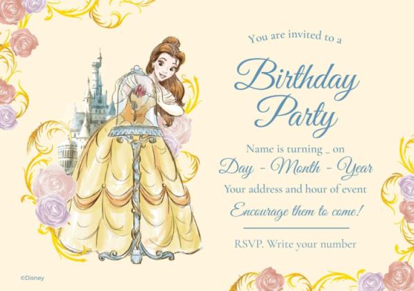 Beauty and the Beast Birthday Invitation presentation template 