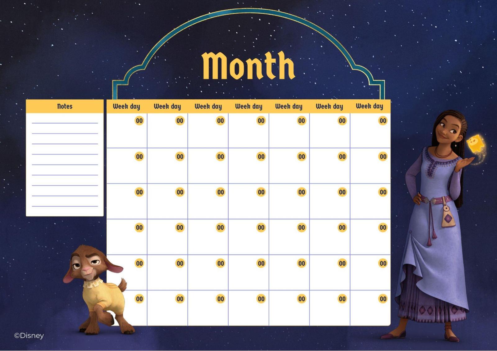 Wish Monthly Calendar presentation template 