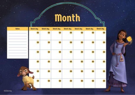 Wish Monthly Calendar presentation template 