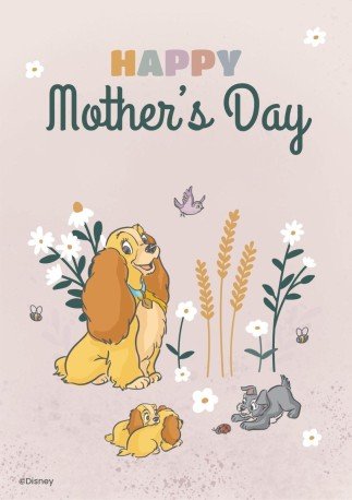 Lady and Tramp's Puppies Mother's day Card presentation template 