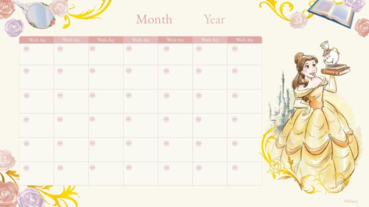 Beauty and the Beast Monthly Calendar presentation template 