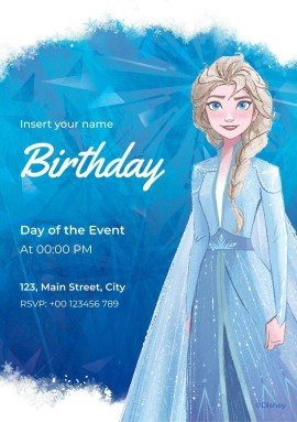 Modelo de apresentação Cartão de aniversário de Elsa de Frozen