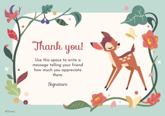 Plantilla de presentación Tarjeta de agradecimiento de Bambi