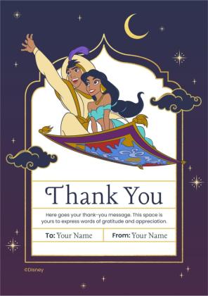 Aladdin & Jasmine Thank You Card presentation template 