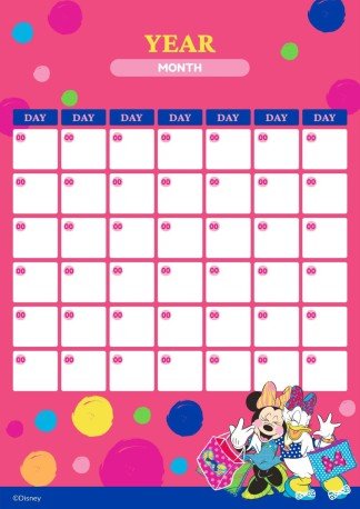 Minnie Mouse Monatskalender Präsentationsvorlage