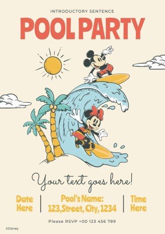 Mickey Mouse Pool Party Invitation presentation template 