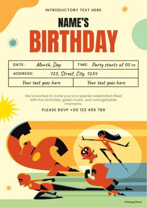 The Incredibles Birthday Invitation presentation template 
