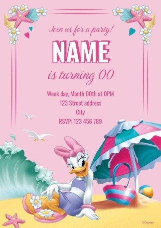 Invitation d’anniversaire Daisy Duck Modèles de présentation