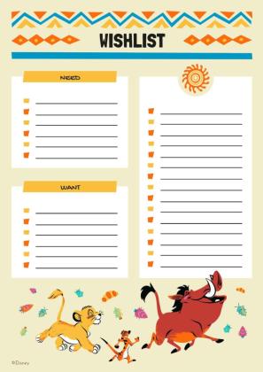 Liste de souhaits Le Roi Lion Modèles de présentation