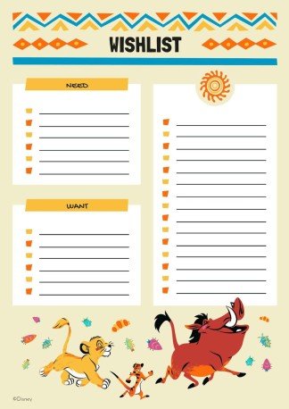 Liste de souhaits Le Roi Lion Modèles de présentation