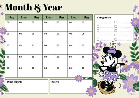 Süße Minnie Maus Monatskalender Präsentationsvorlage