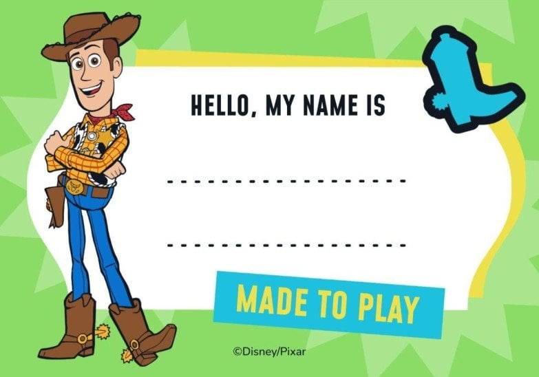 Woody Toy Story Name Tag Presentation