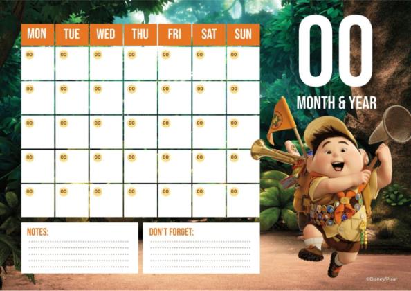 Calendrier mensuel Là-haut Modèles de présentation