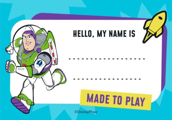 Buzz Lightyear Toy Story Name Tag presentation template 