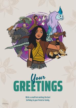 Modelo de apresentação Cartão de aniversário de Raya e o Último Dragão