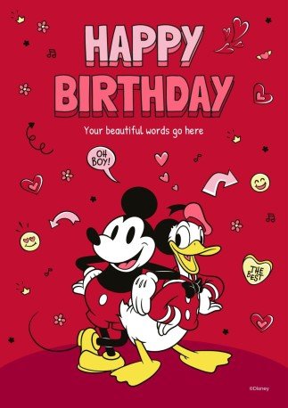 Vintage Mickey Mouse Birthday Card presentation template 