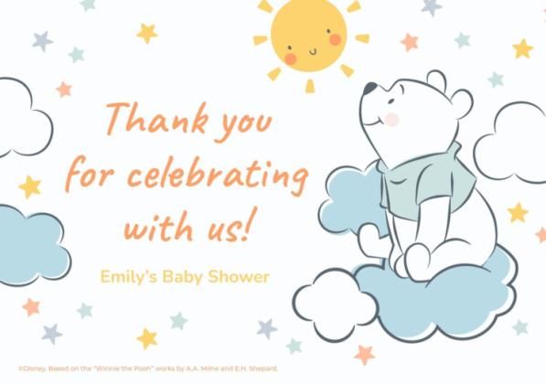 Carte de félicitations bébé Winnie l’Ourson Modèles de présentation
