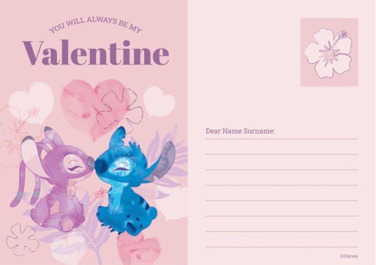 Modelo de apresentação Cartão do Dia dos Namorados de Stitch e Angel