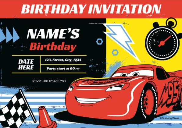 Disney Cars Birthday Invitation presentation template 
