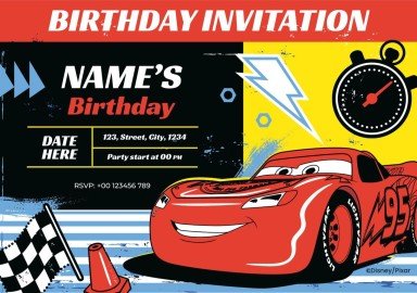 Disney Cars Birthday Invitation presentation template 