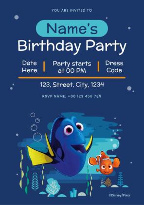 Finding Nemo Birthday Invitation presentation template 