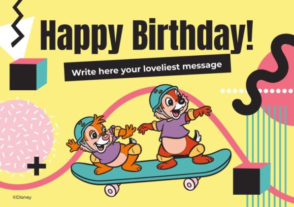 Chip and Dale Birthday Card presentation template 
