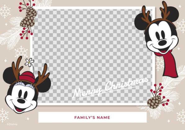 Carte photo de Noël Mickey et Minnie Mouse Modèles de présentation