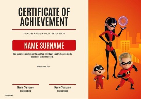 Modelo de apresentação Os Incríveis Certificado