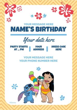 Lilo & Stitch Geburtstagseinladung im handgezeichneten Stil Präsentationsvorlage