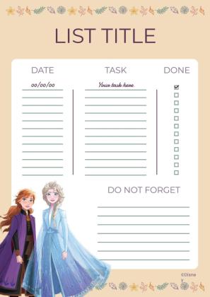 Plantilla de presentación Lista de otoño de Elsa y Anna de Frozen