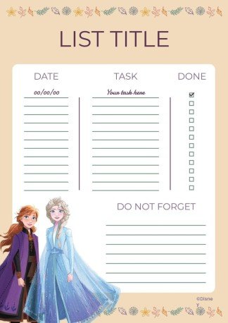 Plantilla de presentación Lista de otoño de Elsa y Anna de Frozen