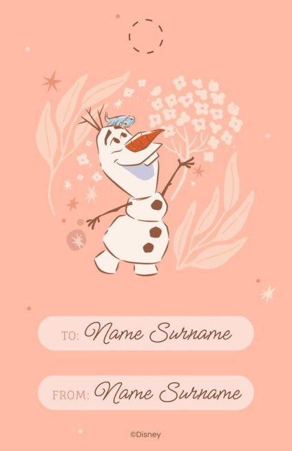 Modelo de apresentação Tag de presente encantadora de Frozen