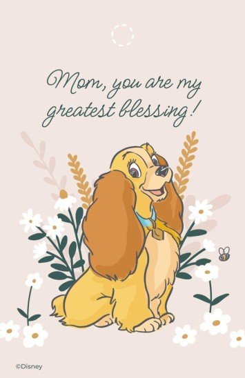 Plantilla de presentación Tarjeta de felicitación del Día de la Madre y etiqueta de regalo de La dama y el vagabundo