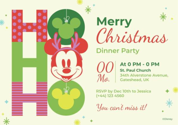 Invitation de Noël Mickey Mouse Modèles de présentation