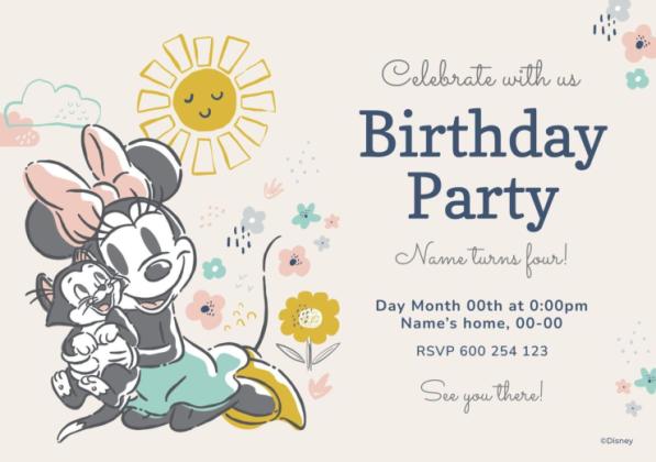 Plantilla de presentación Invitación de cumpleaños de Minnie Mouse