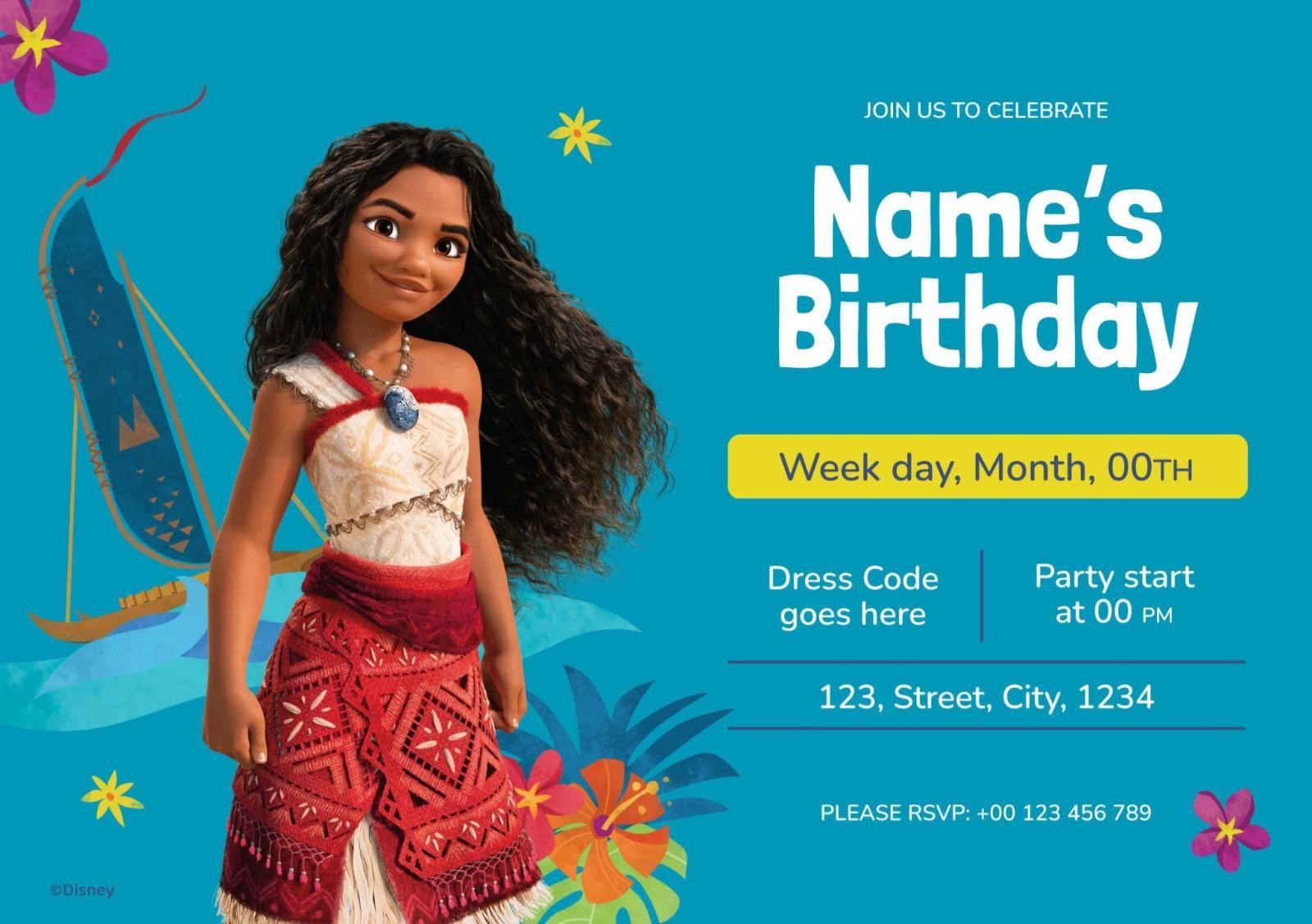 Moana Birthday Invitations Printable Template