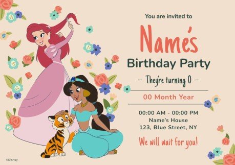 Modelo de apresentação Convite de primavera das Princesas Disney