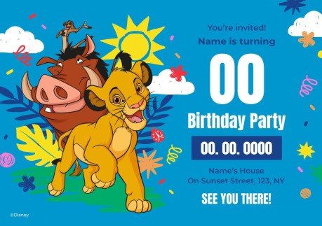Invitation d’anniversaire Le Roi lion Modèles de présentation