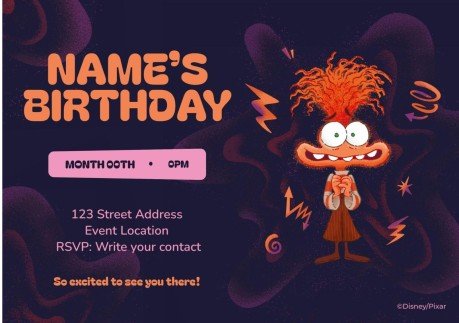 Plantilla de presentación Invitación de cumpleaños de Ansiedad de Del revés 2