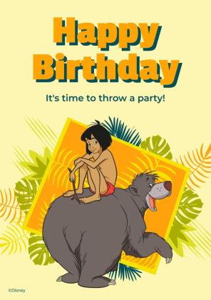 Plantilla de presentación Tarjeta de cumpleaños de El libro de la selva