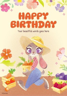 Zootopia Birthday Card presentation template 