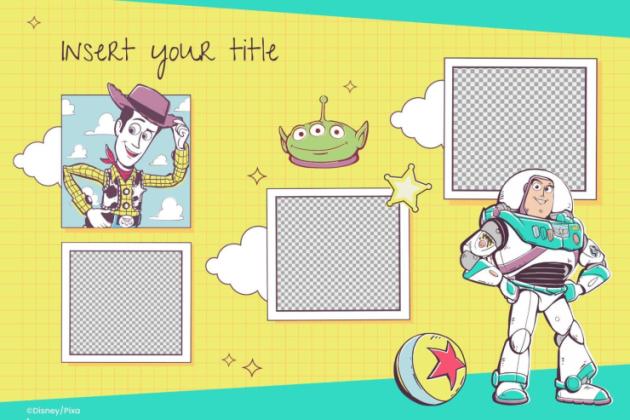 Modelo de apresentação Colagem de fotos de Personagens Toy Story