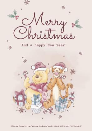 Modelo de apresentação Cartão de Feliz Natal de Ursinho Pooh