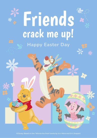 Modelo de apresentação Cartão de Páscoa do Ursinho Pooh