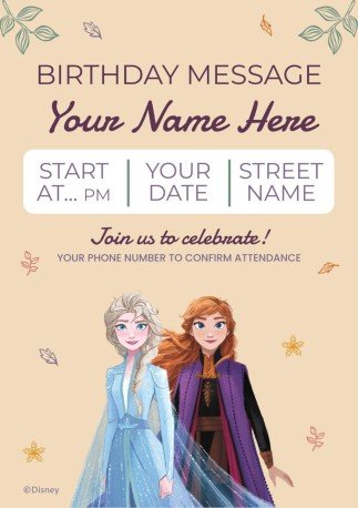 Plantilla de presentación Invitación de cumpleaños Frozen: La aventura de otoño de Elsa y Anna