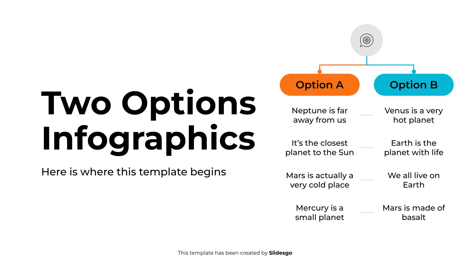 두 가지 옵션 인포그래픽 프레젠테이션 템플릿