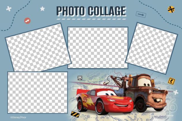 Modelo de apresentação Carros Disney Colagem de fotos