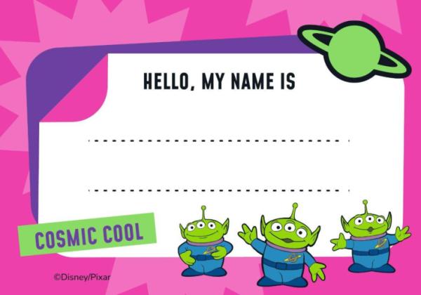 Alien Toy Story Name Tag presentation template 